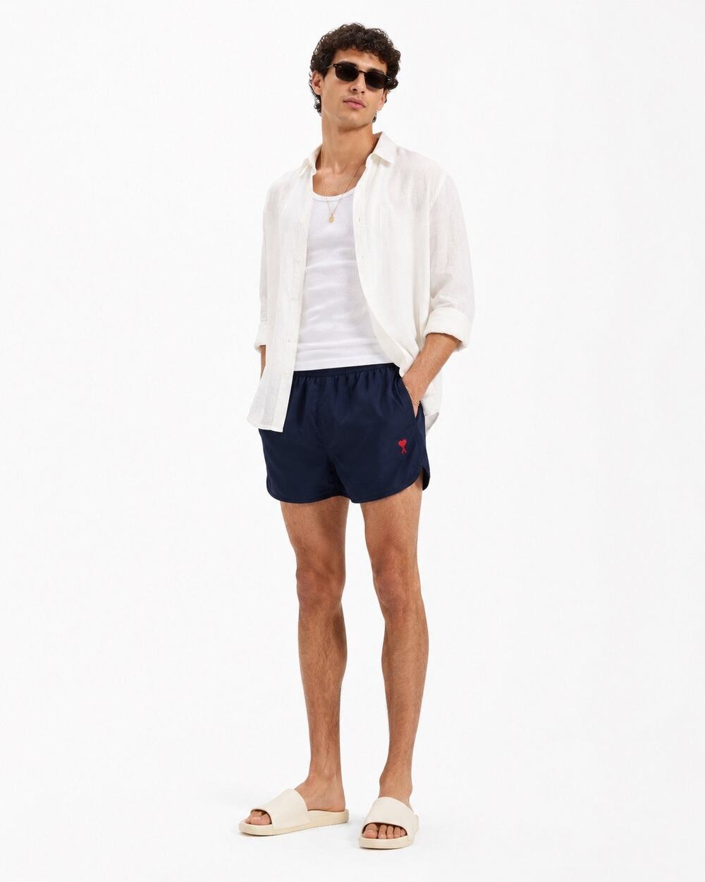 Ami Men’s De Coeur Logo Swim Shorts Trunks